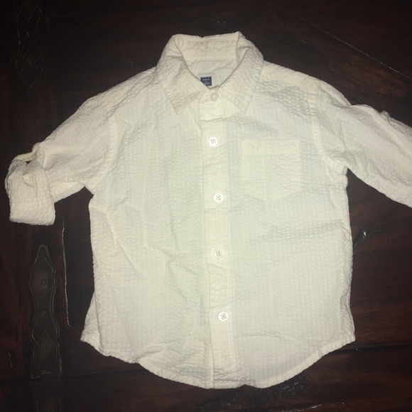 Janie & Jack White Seersucker Button-up Shirt 6-12 - Picture 1 of 4